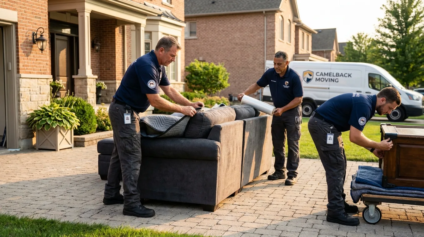 Large estate moving crew wrapping furniture in Indian Wells, CA